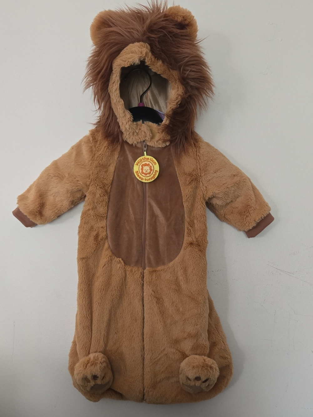 Plush Brown Lion Kids Costume Romper with Hood